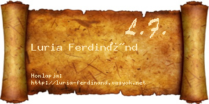 Luria Ferdinánd névjegykártya